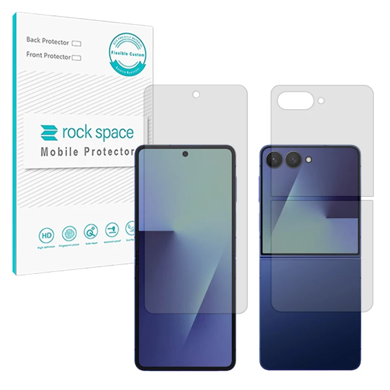 محافظ صفحه نمایش مات راک اسپیس مدل Resistant مناسب برای گوشی موبایل سامسونگ Galaxy Z Flip7 به همراه محافظ پشت گوشی
