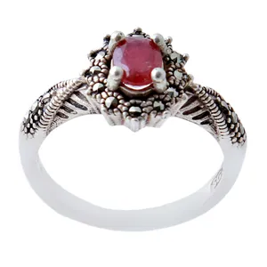   انگشتر نقره زنانه بازرگانی میلادی مدل یاقوت کد AW_457