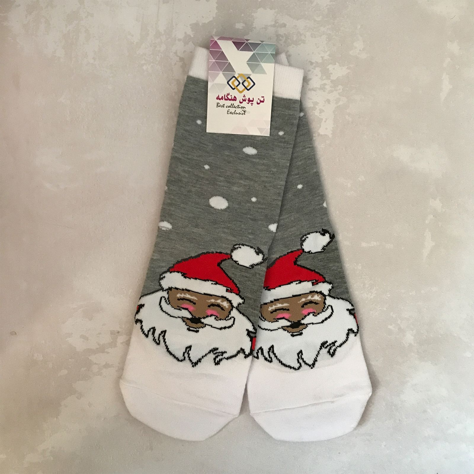 جوراب زنانه تن پوش هنگامه مدل کریسمسی بابانوئل کد T01 -  - 2