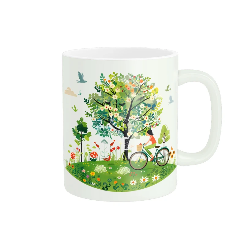 ماگ پادآفرین مدل دوچرخه سواری طرح دختر کد PM250