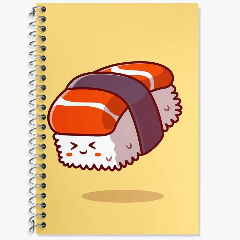 دفتر زبان 50 برگ خندالو مدل دو خط طرح سوشی کد 29453