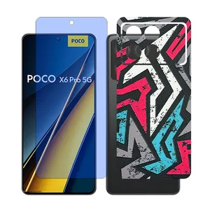 Glass Together model anti blue Screen Protector Suitable for Xiaomi Poco X6 Pro Mobile Phone with Back cover sticker