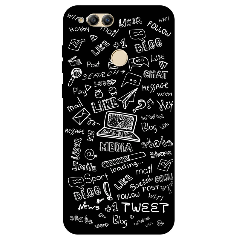 کاور مگافون طرح رسانه های اجتماعی مدل 1898 مناسب برای گوشی موبایل آنر 7x       