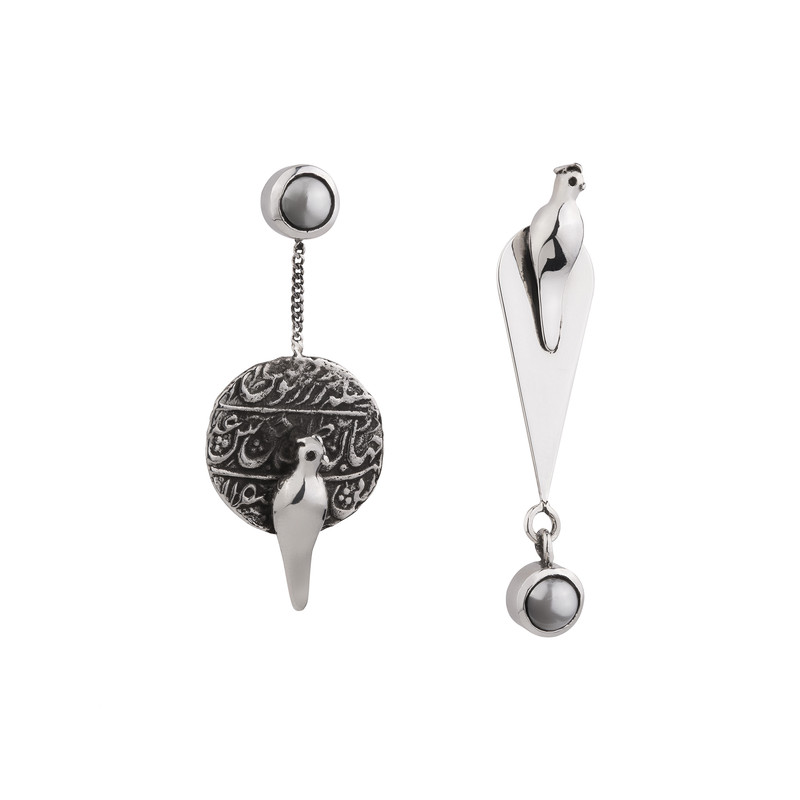 گوشواره نقره زنانه مدل سین مرغ