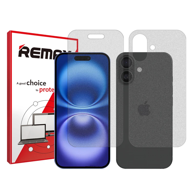 محافظ صفحه نمایش مات ریمکس مدل Resistant مناسب برای گوشی موبایل اپل iPhone 16 Plus به همراه محافظ پشت گوشی 