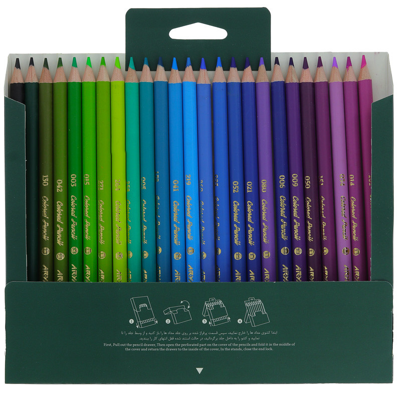مداد رنگی 50 رنگ آریا طرح گل