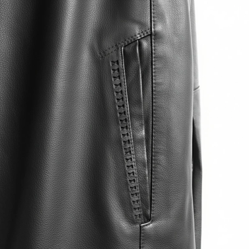 عکس شماره 17 : کت چرم مردانه مدل یقه دیپلمات