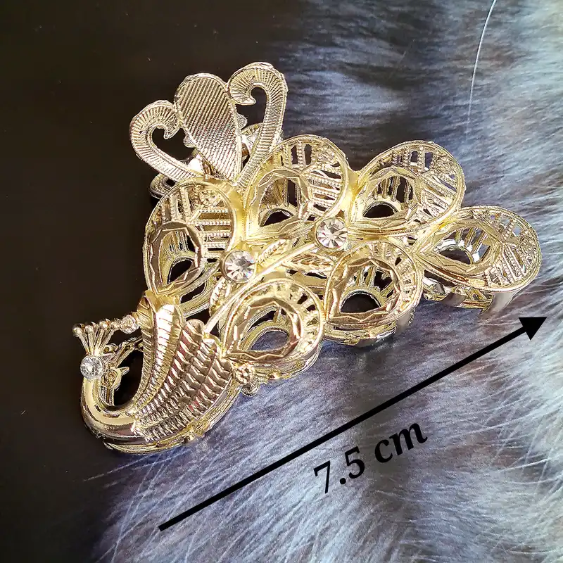 کلیپس مو زنانه مدل طاووس فلزی کد brg 4125