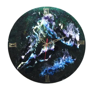 ساعت دیواری چوب رزین طرح کهکشان W-01