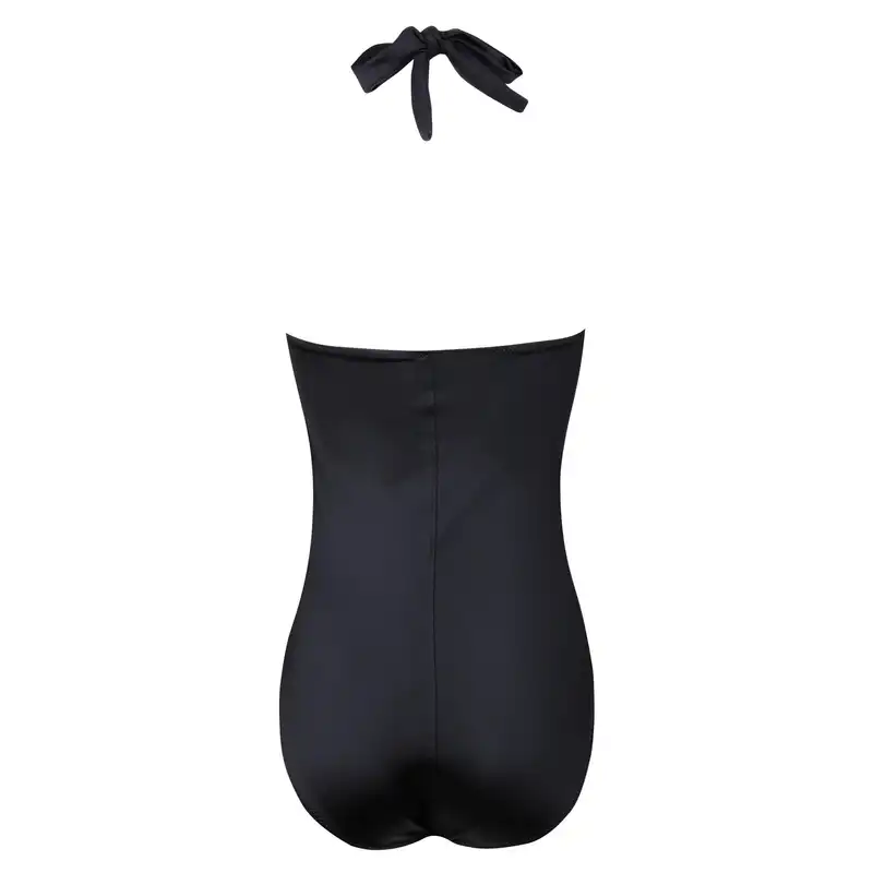 مایو زنانه فیتن مدل راه‌راه فنردار کد 4681-288 رنگ مشکی