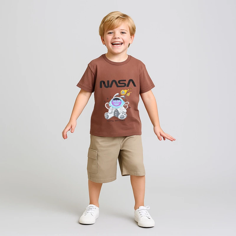 ست تی‌شرت آستین کوتاه و شلوارک پسرانه مدل نخ پنبه کد 1004