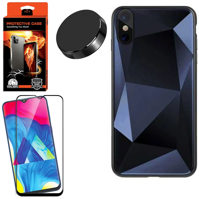 کاور کینگ کونگ مدل الماسی مناسب برای گوشی موبایل سامسونگ Galaxy M10 همراه محافظ صفحه نمایش و پایه نگهدارنده گوشی