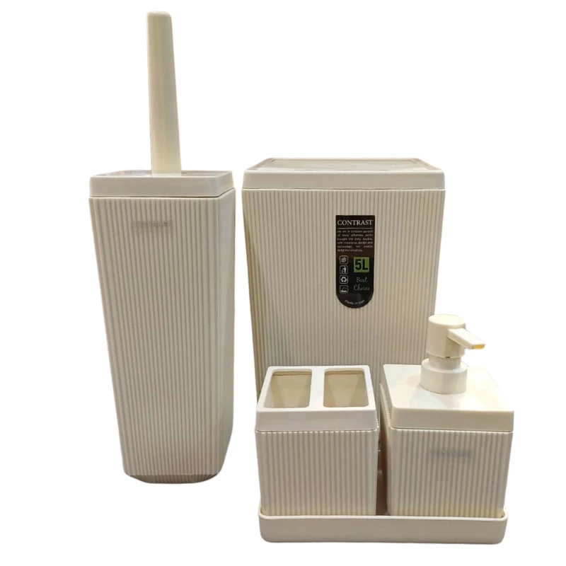 ست سرویس بهداشتی 5 تکه کنتراست مدل دوری خط ریز