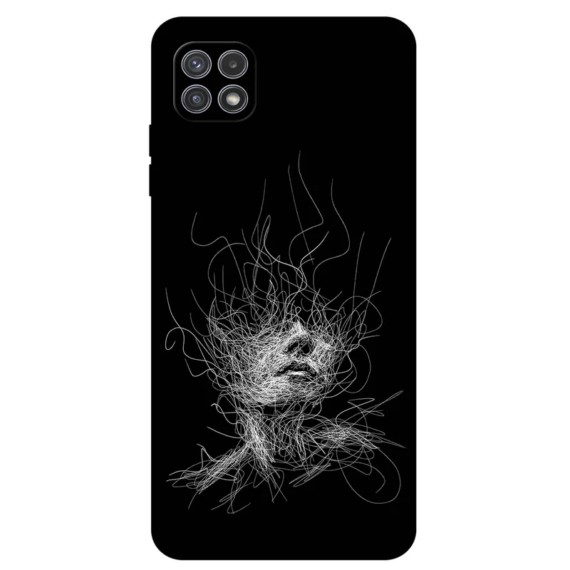 کاور مگافون طرح اسکچ صورت مدل 7423 مناسب برای گوشی موبایل سامسونگ Galaxy A22 5G         