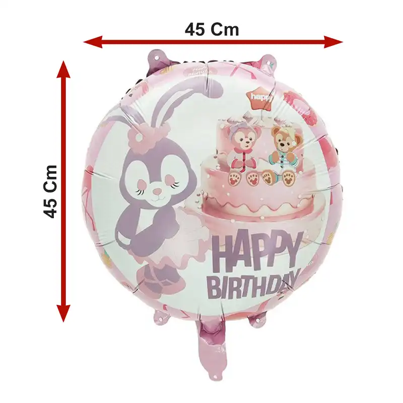 بادکنک فویلی لاکی بالونز مدل خرگوش طرح تولد کد 1208 مجموعه 2 عددی