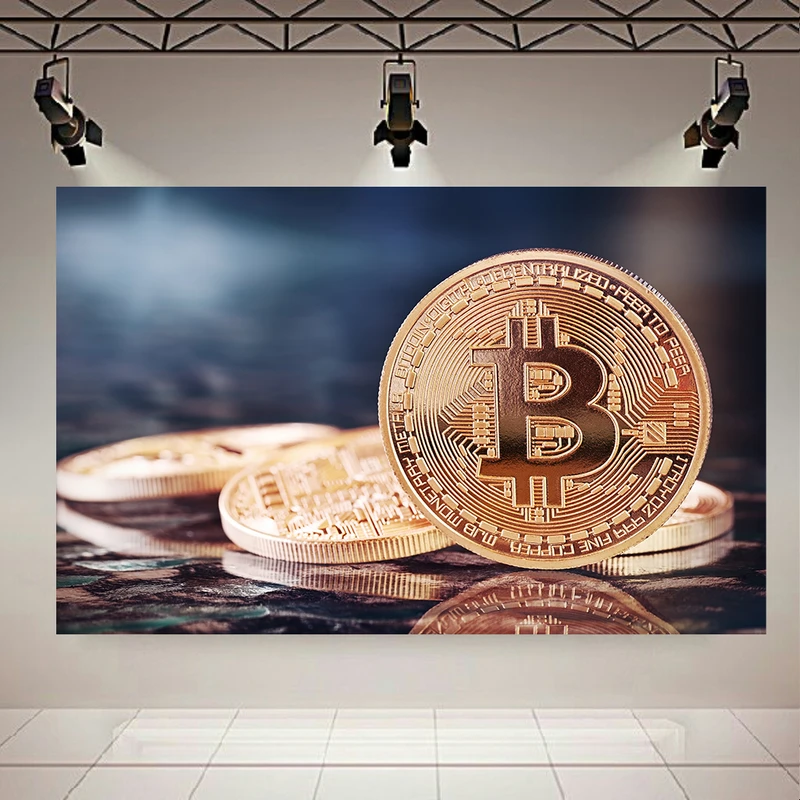 پوستر پارچه ای مخمل طرح BITCOIN مدل ارز دیجیتال کد PD130160