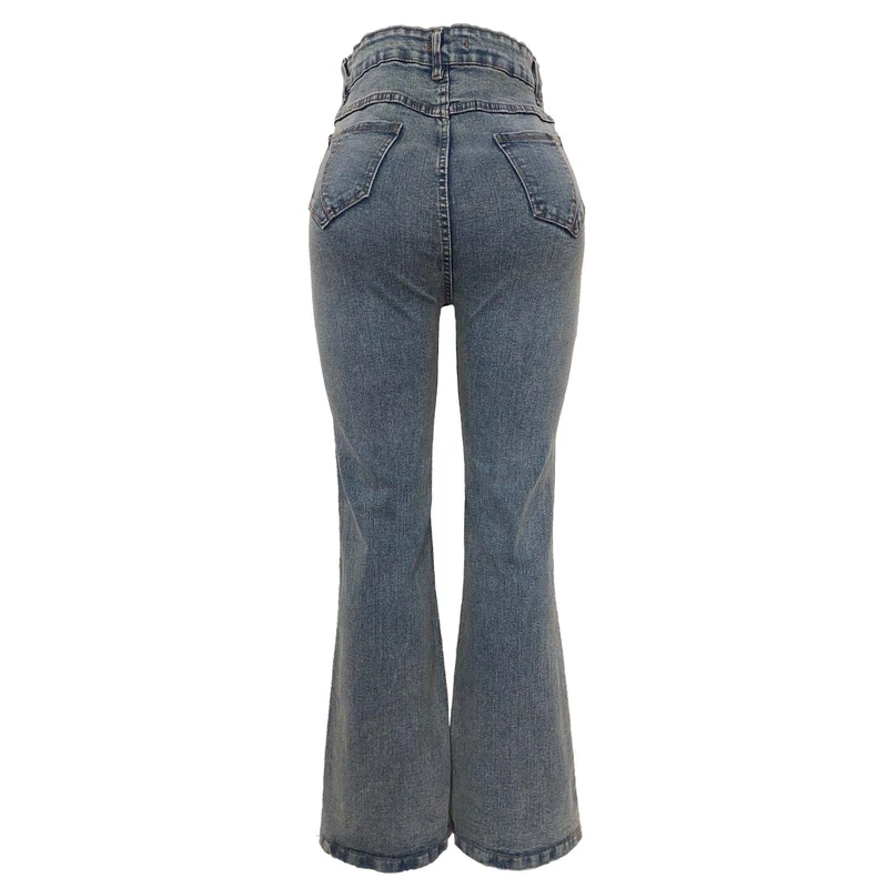 عکس شماره 2 : شلوار جین دم پا گشاد زنانه مدل کد 201221