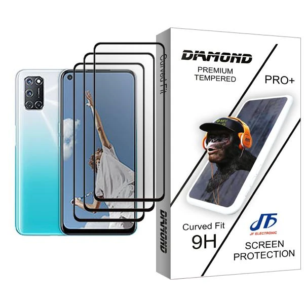 محافظ صفحه نمایش جی اف مدل Diamond Glass MIX003 مناسب برای گوشی موبایل اوپو A52 بسته سه عددی