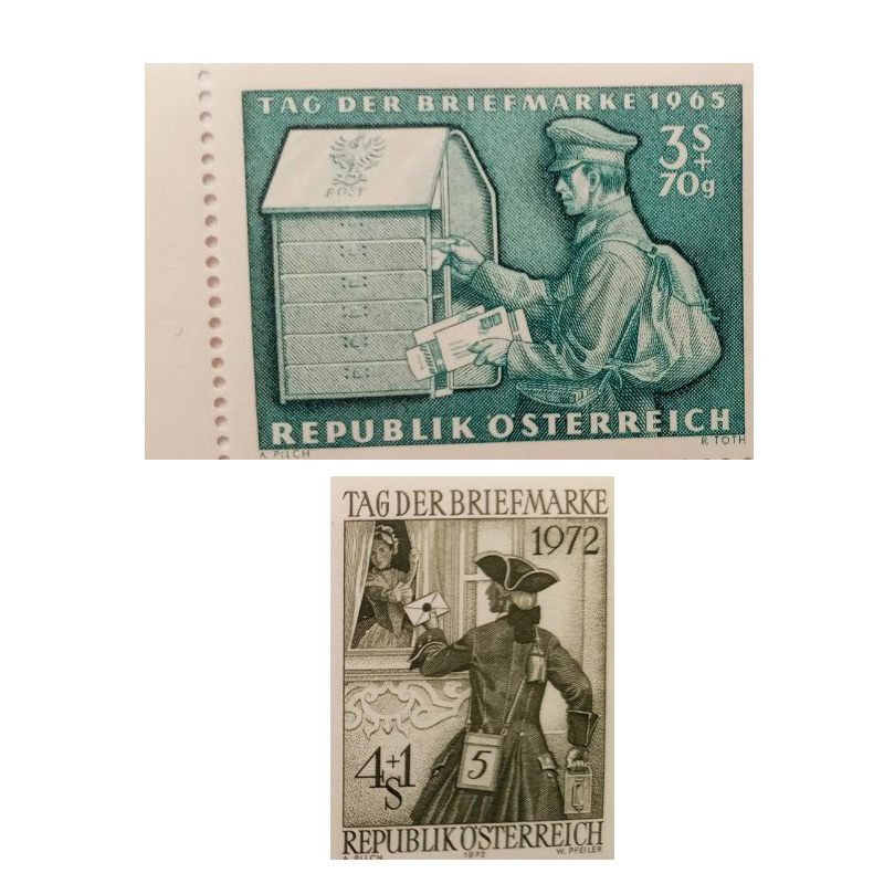 تمبر یادگاری مدل پست اتریش مجموعه 2 عددی