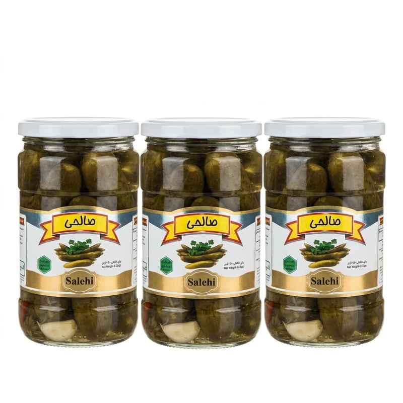 خیارشور سرکه‌ای صالحی - 650 گرم مجموعه 3 عددی