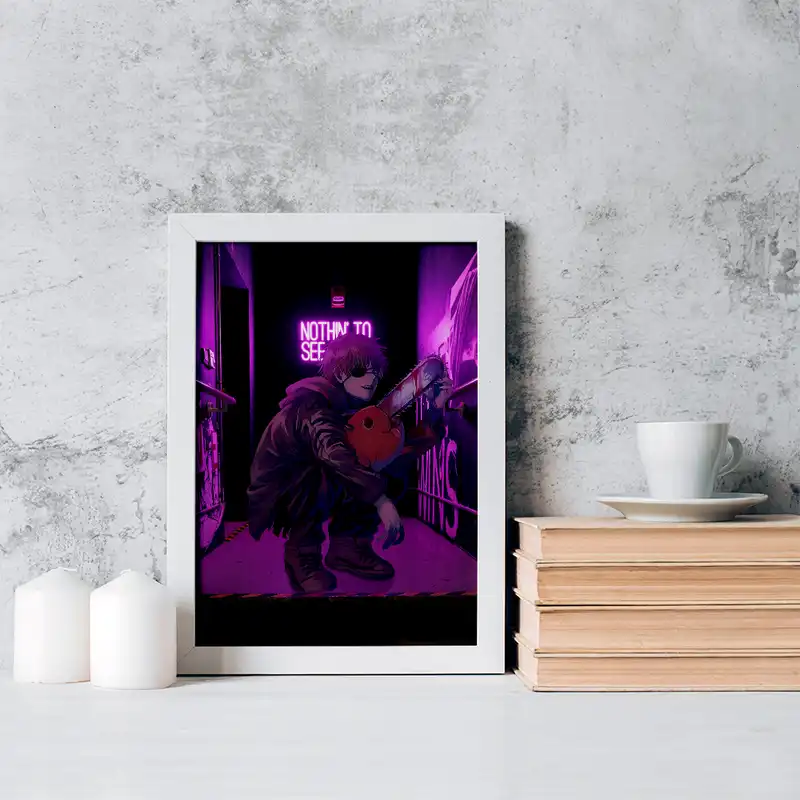 تابلو خندالو مدل پوچیتا و دنجی انیمه مرد اره ای کد 17937