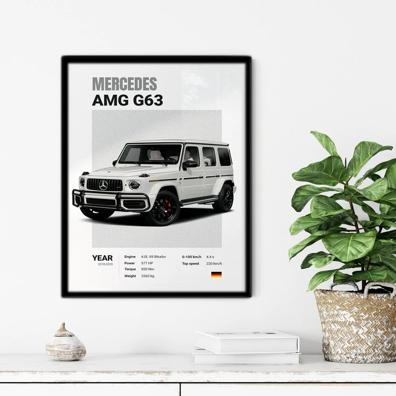 تابلو آتریسا طرح ماشین مرسدس AMG G63 مدل ATC06 فریم مشکی