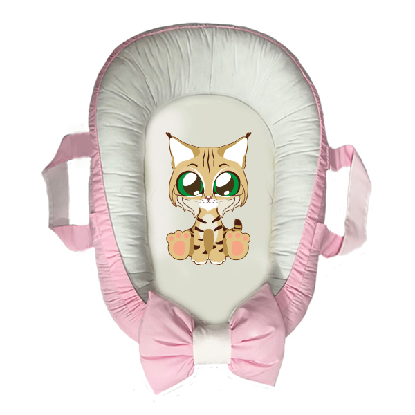 سرویس خواب سه تکه نوزاد مدل گارد محافظ دار طرح بچه گربه کد 0071