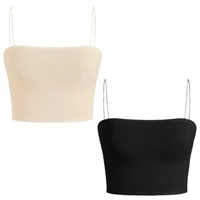 کراپ تاپ زنانه مدل بند ماکارون بسته 2 عددی