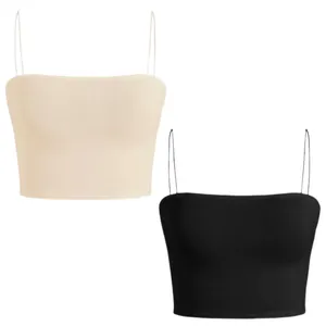 کراپ تاپ زنانه مدل بند ماکارون بسته 2 عددی