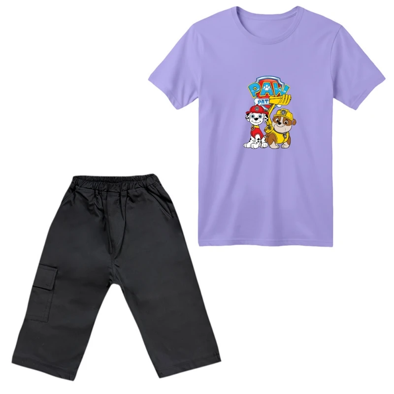 ست تی‌شرت آستین کوتاه و شلوارک پسرانه مدل سگ نگهبان کد 01