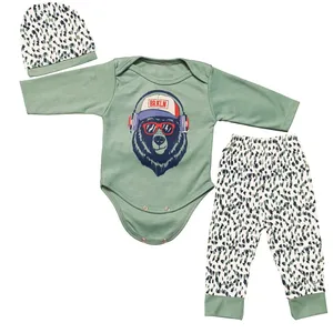 ست 3 تکه لباس نوزادی پسرانه مدل خرس کد 164