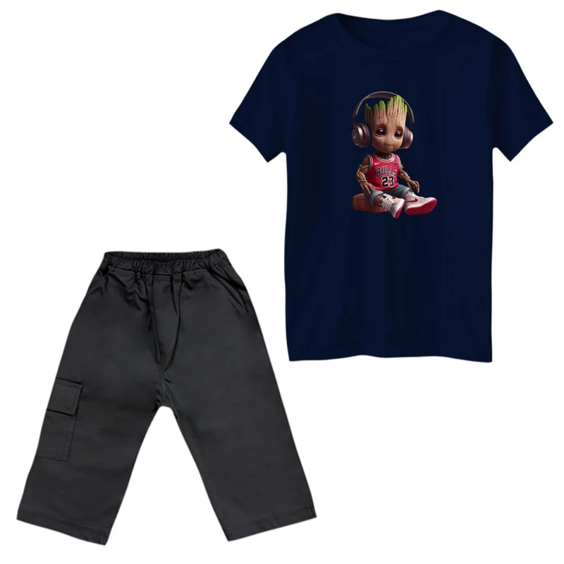 ست تی‌شرت و شلوارک پسرانه مدل گروت و هدفون