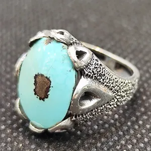 انگشتر نقره مردانه مدل سنگ فیروزه نیشابور کد 1298