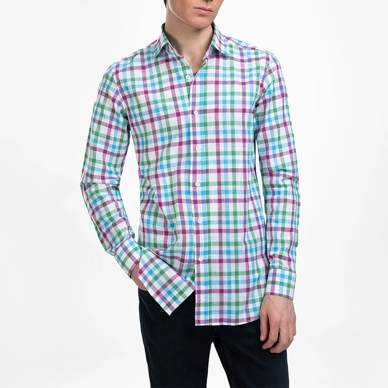 پیراهن آستین بلند یقه کراواتی مردانه ام کی مدل 1819