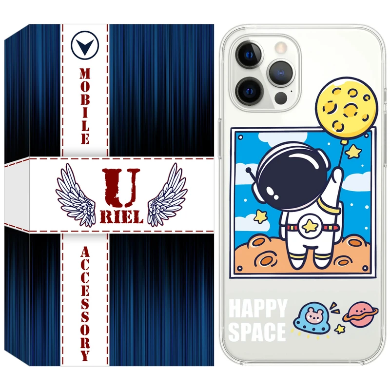 کاور ژله ای یوریل قاب مدل Clear کد 7 طرح فضانورد مناسب برای گوشی موبایل اپل iPhone 12 Pro
