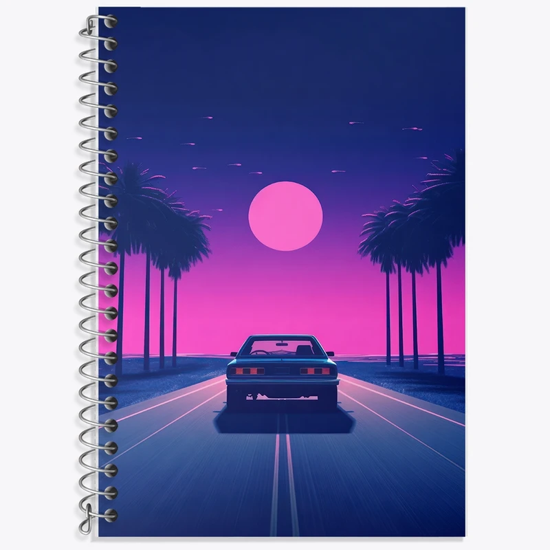 دفتر زبان 50 برگ خندالو مدل دو خط طرح ماشین کلاسیک کد F2814