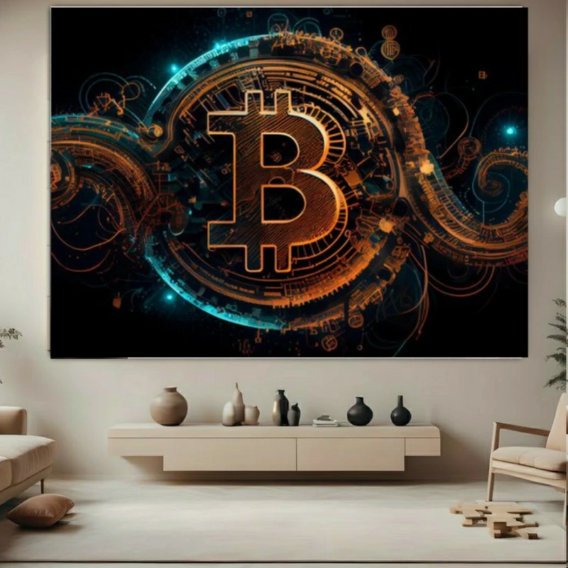 تابلو بوم طرح ارز دیجیتال مدل بیت کوین کد FP105093