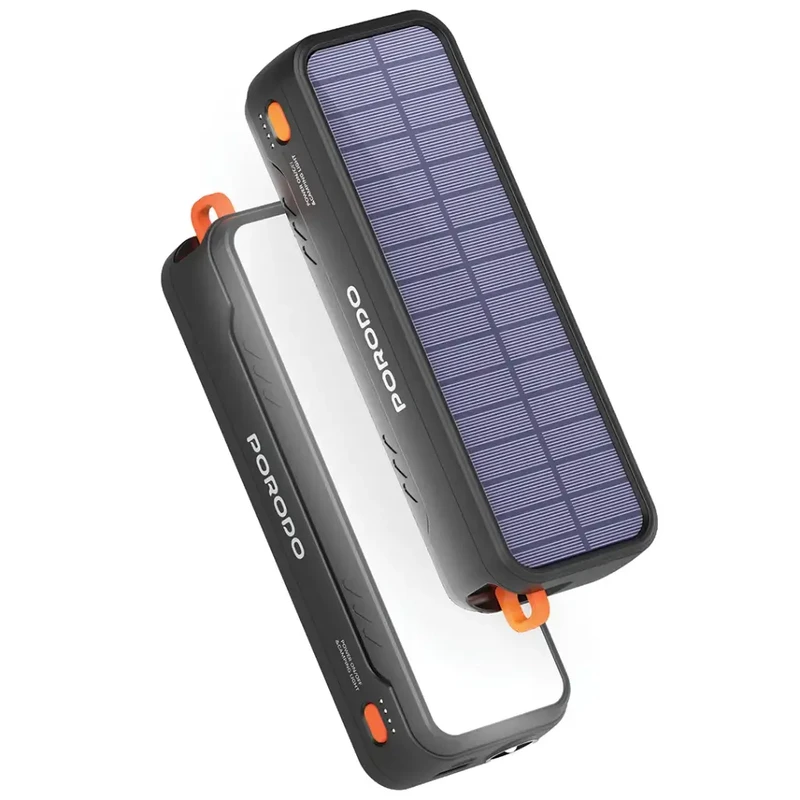 پاوربانک 22.5 وات مدل Porodo Solar-Powered Power Bank 20000mAh-74Wh  ظرفیت 20000 میلی‌آمپرساعت