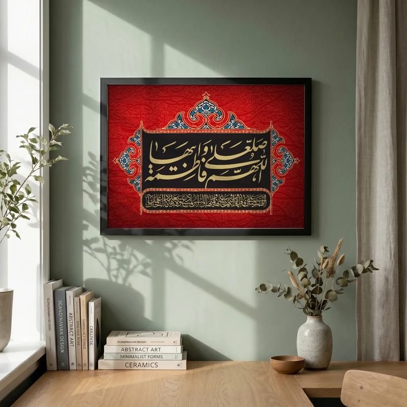 تابلو طرح اللهم صل علی فاطمه و ابیها مدل G14047 فریم مشکی