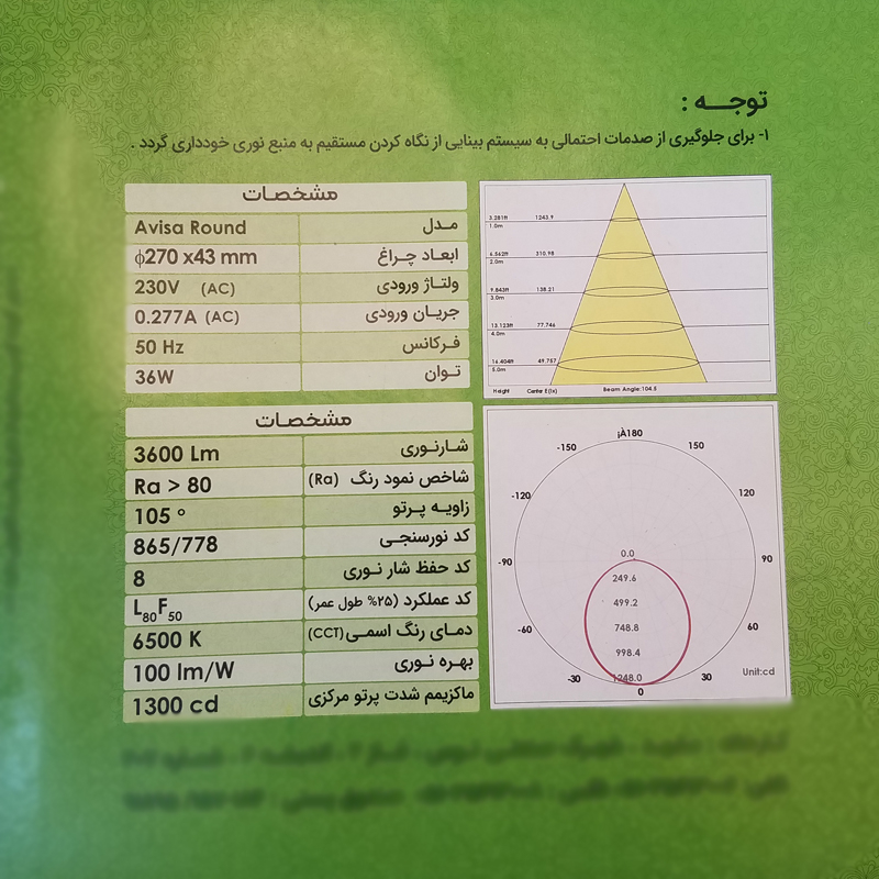 قیمت و خرید پنل ال ای دی 36 وات پارس شعاع توس مدل آویسا قیمت و خرید پنل ال ای دی 36 وات پارس شعاع توس مدل آویسا