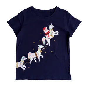 تی شرت آستین کوتاه دخترانه مدل یونیکورن کریسمس