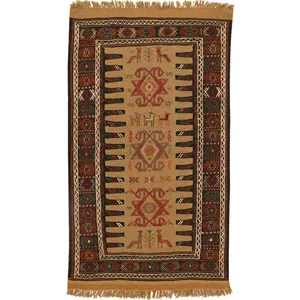  گلیم دستبافت دومتری طرح سفره کردی کد 991106