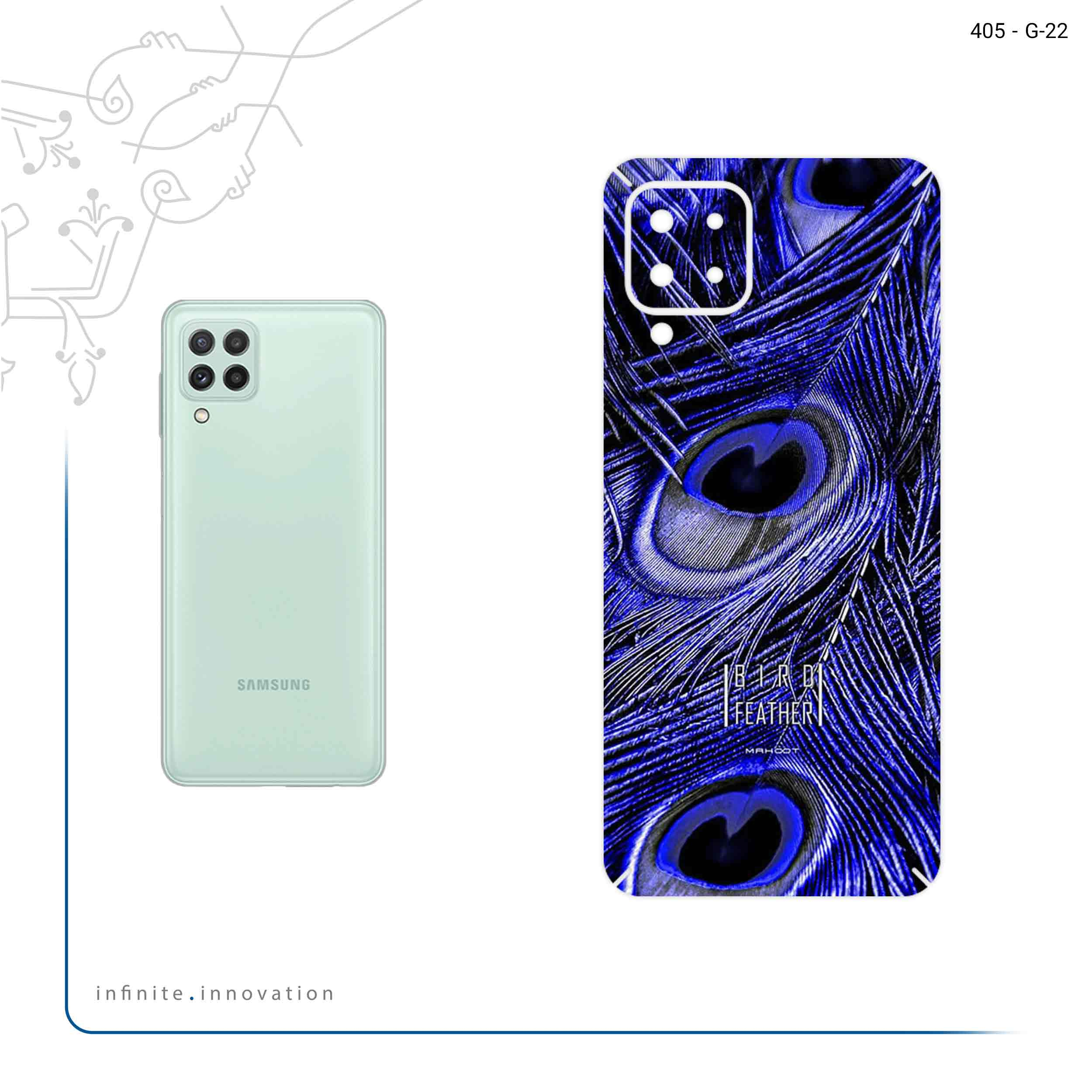 برچسب پوششی ماهوت مدل Purple Feather مناسب برای گوشی موبایل سامسونگ Galaxy A22 4G