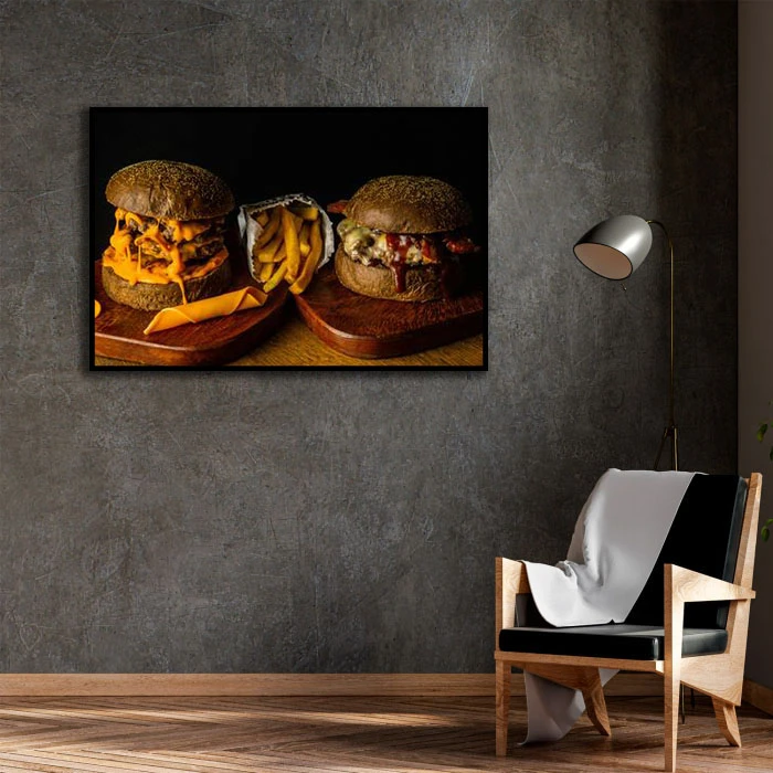 تابلو بکلیت طرح همبرگر مدل B-D2136 فریم مشکی 