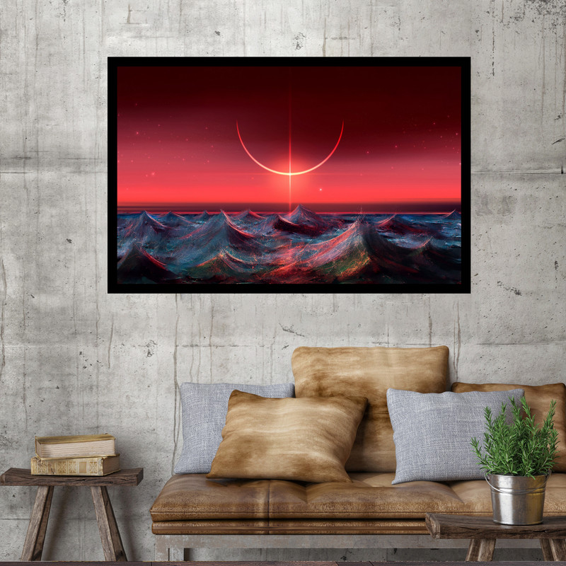 تابلو نوری بکلیت طرح کاغذ دیواری رنگ علمی تخیلی مدل B-MO1732