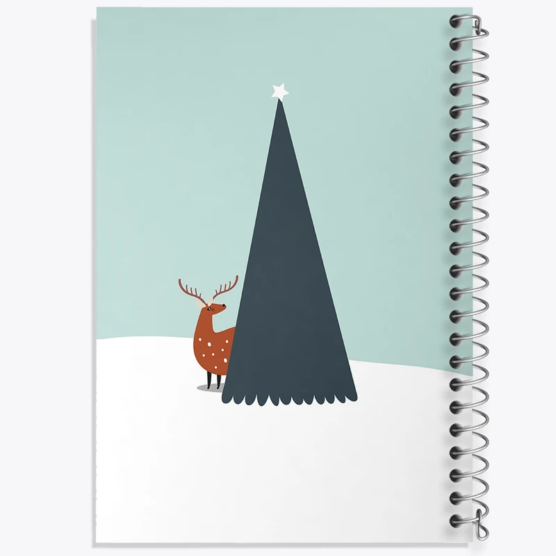 دفتر مشق 50 برگ خندالو طرح گوزن و کاج کد N2556