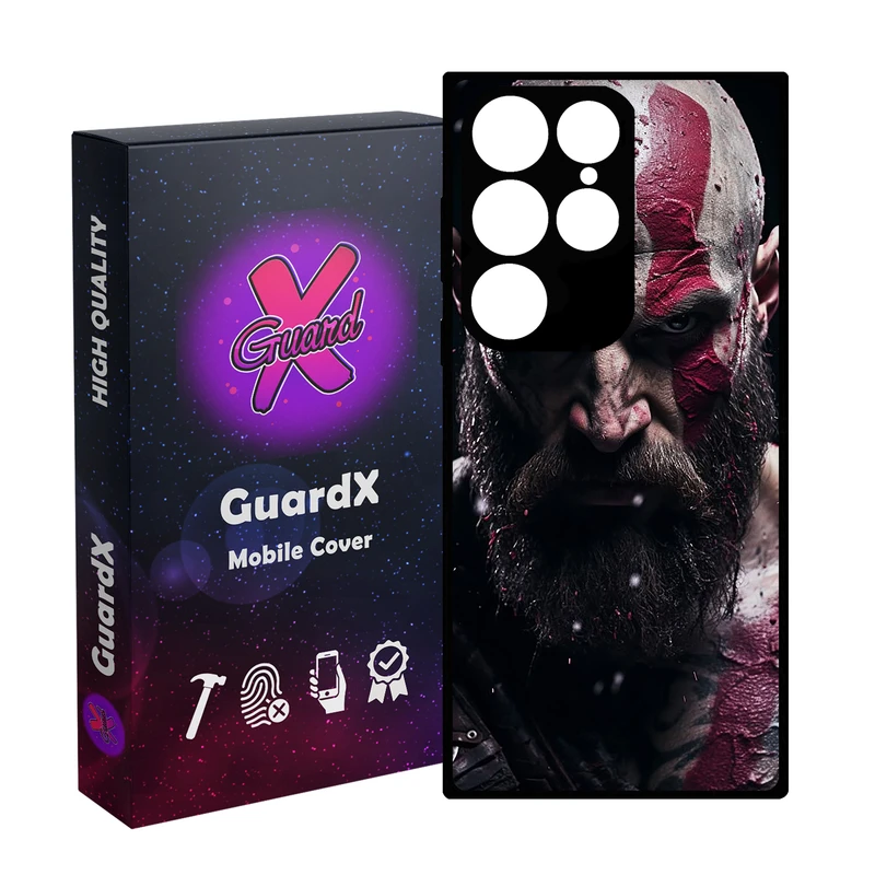 کاور گارد ایکس طرح God of War مدل Glass10737 مناسب برای گوشی موبایل سامسونگ Galaxy S24 Ultra