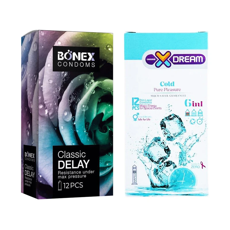 کاندوم بونکس مدل Classic Delay بسته 12 عددی به همراه کاندوم ایکس دریم مدل Cold بسته 12 عددی
