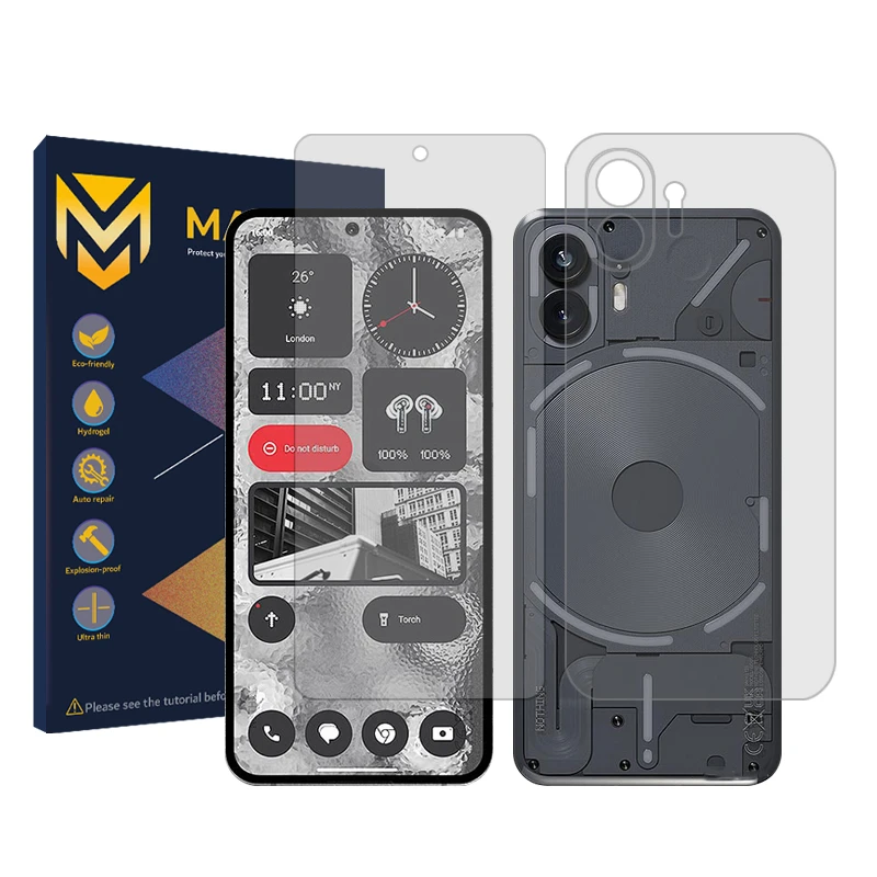 محافظ صفحه نمایش شفاف مستر مدل Resistant مناسب برای گوشی موبایل ناتینگ فون 2 به همراه محافظ پشت گوشی