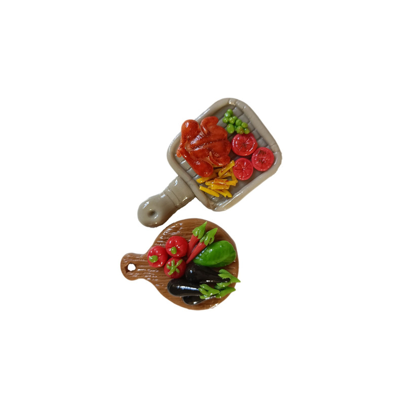 مگنت طرح مرغ سوخاری و تخته سبزیجات کد 0010 مجموعه دو عددی 